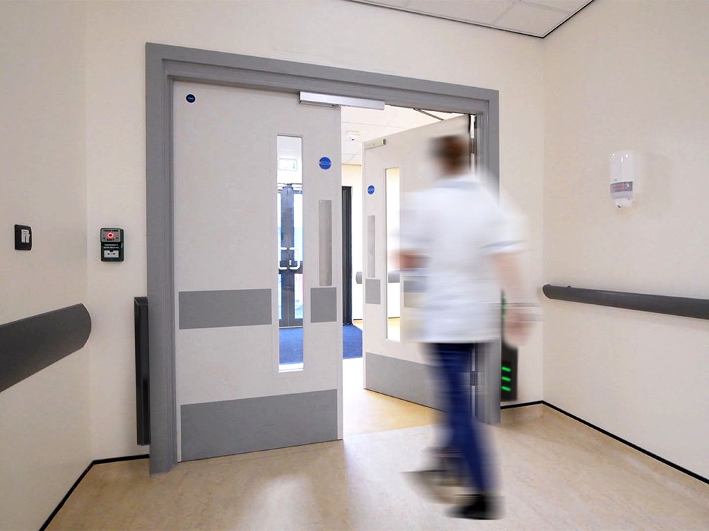 Door Detective entrance control from Smarter Security securing an access-controlled doorway in a medical facility