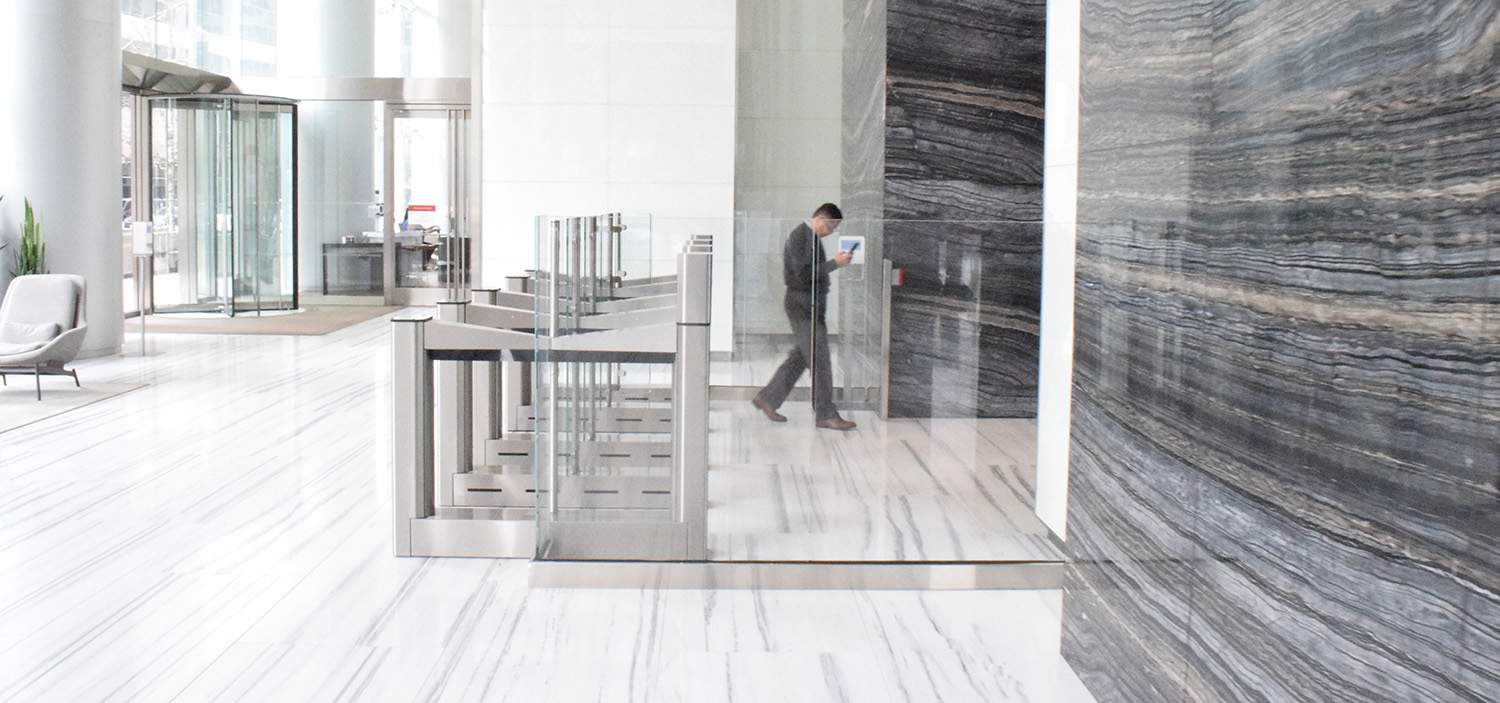 Fastlane Glassgate optical turnstiles for access control physical security solutions